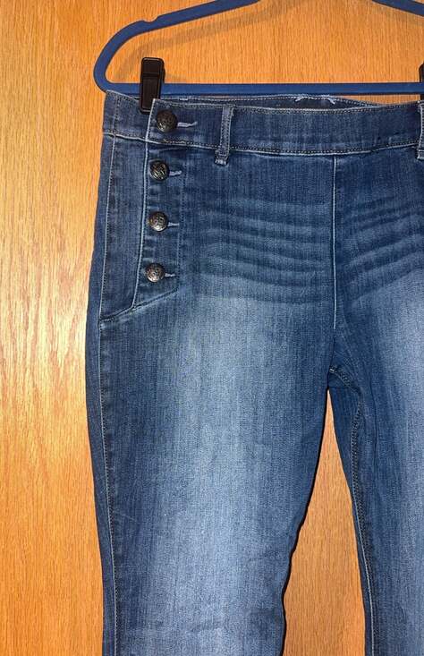 Express High Waisted Mariner Sailor Flare Flare Jeans Size 12L - Picture 5 of 6